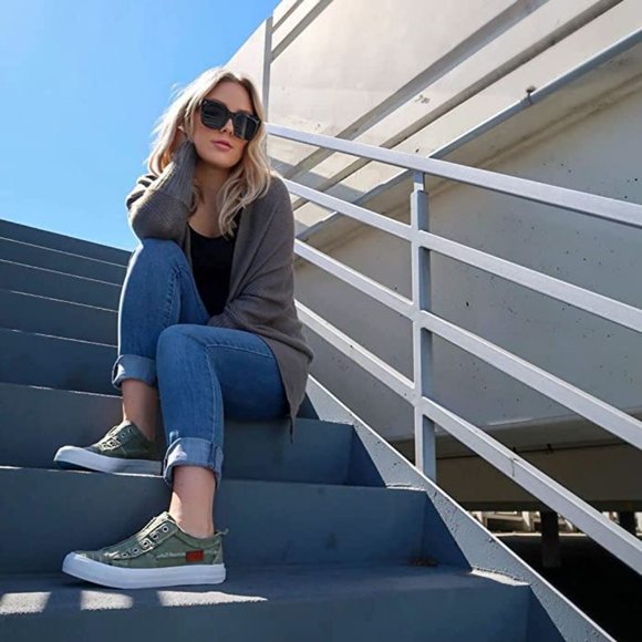 JENN ARDOR Stylish Slip On Sneakers No Laces green - Picture 3 of 12